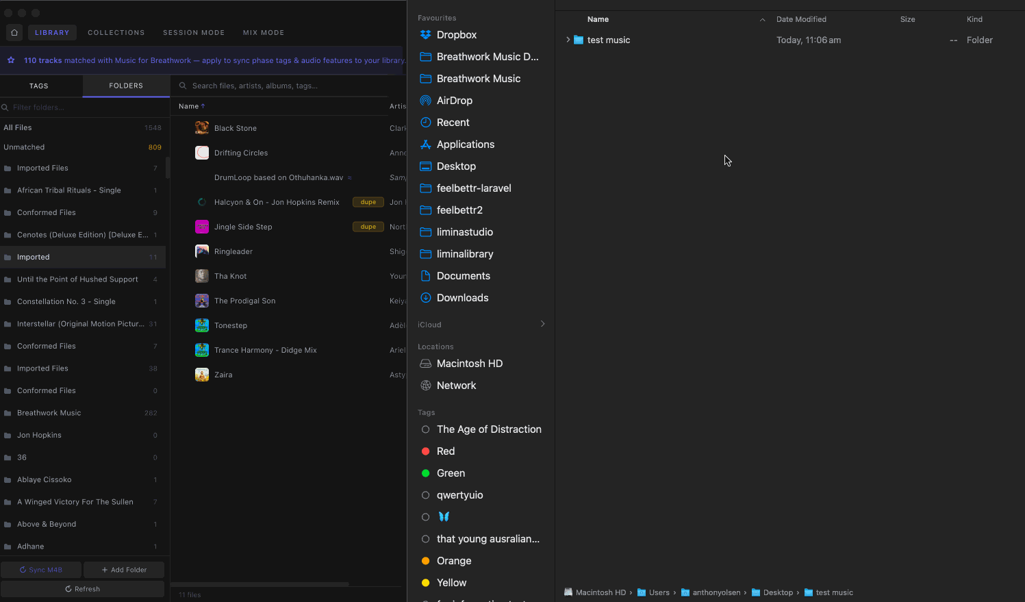 The account menu showing Add Folder, Rescan, Re-index, and Restore Backup